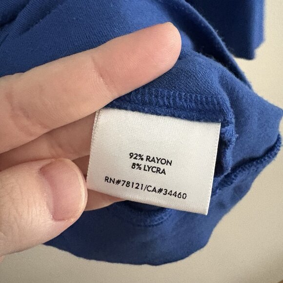 Eileen Fisher Women S Blue Jersey Stretch Draped Cowl Neck Dolman Sleeve Top - Picture 6 of 8